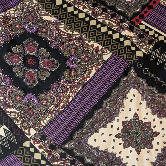 Jacaranda, Strappy Maxi Dress, Black/Purple/Red Paisley Bandana Print, Sz L - Picture 7 of 10